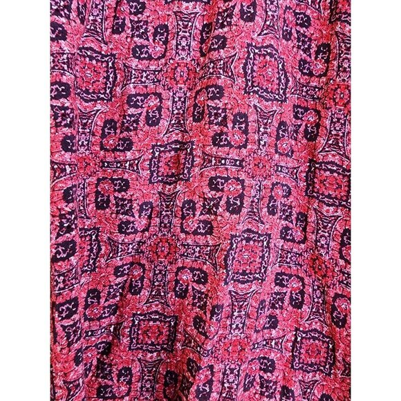 Mossimo Womens size XXL Reds Floral Boho Peasant Ruffle Tie Faux Wrap Blouse New - Picture 12 of 12